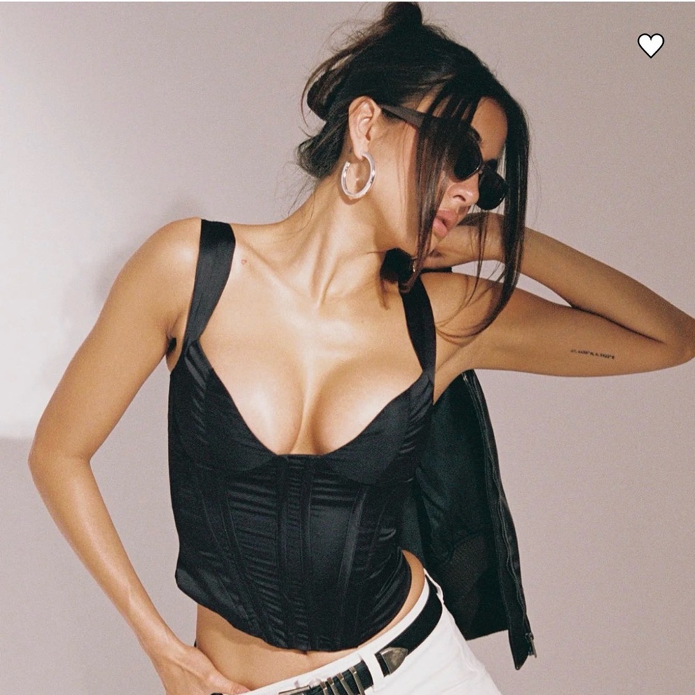 Black Corset Top and White Mini Skirt